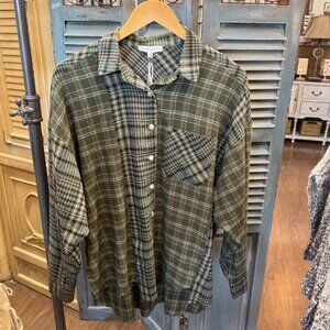 Aemi + Co Kambrie Olive Plaid Flannel Shirt